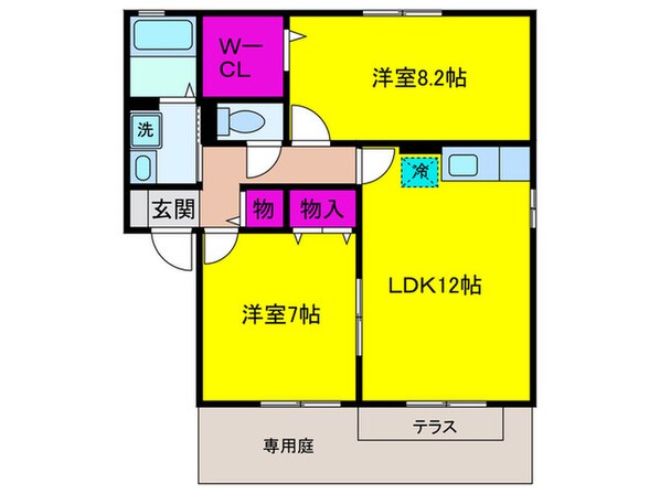 サニーサイドIZUMI B棟の物件間取画像